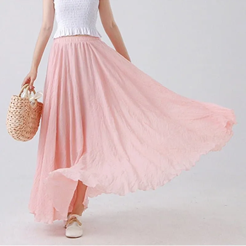 Casual Cotton Boho Maxi Skirt with Lining