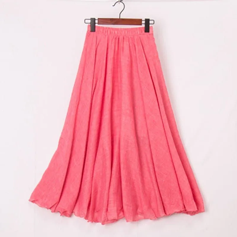 Casual Cotton Boho Maxi Skirt with Lining