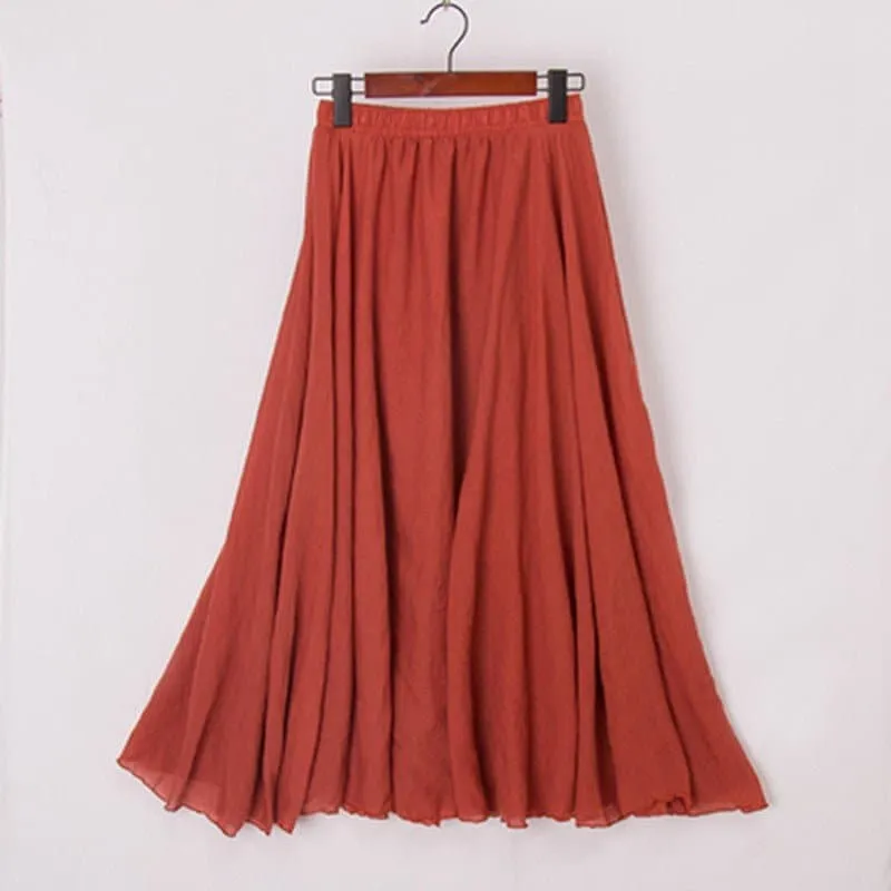 Casual Cotton Boho Maxi Skirt with Lining