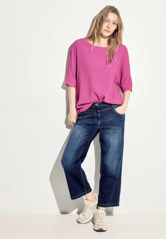 Cecil lightweight textured blouse with 1/2 sleeve. Pink or Cream 344735