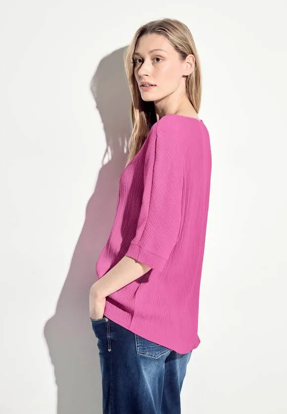 Cecil lightweight textured blouse with 1/2 sleeve. Pink or Cream 344735