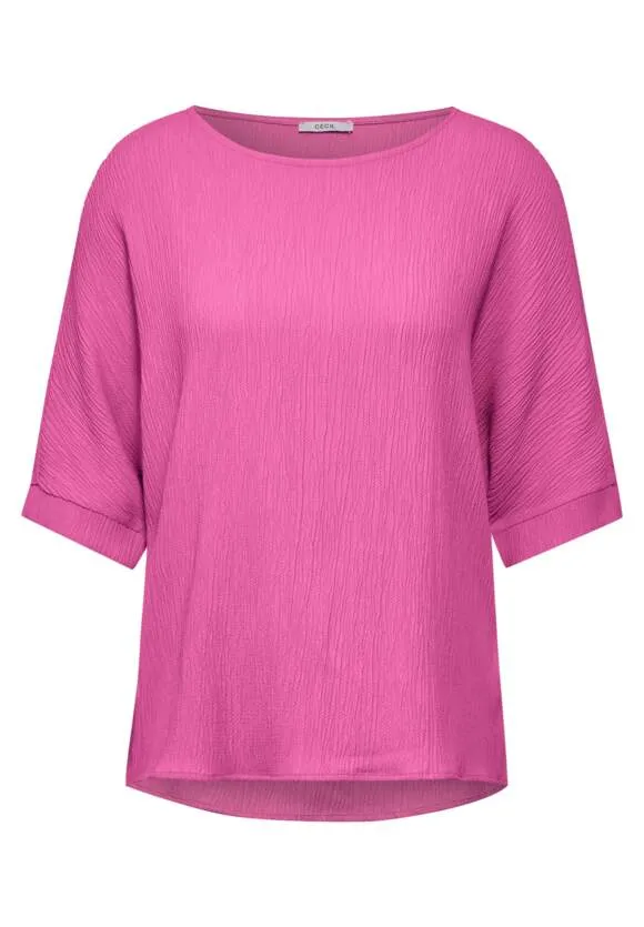 Cecil lightweight textured blouse with 1/2 sleeve. Pink or Cream 344735