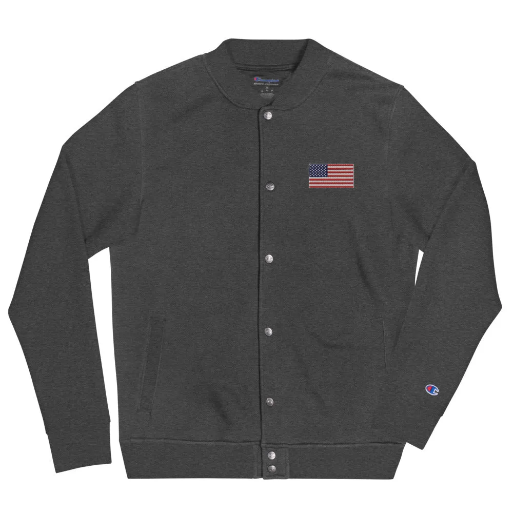 Champion Bomber Jacket Embroidered American Flag Limited Edition