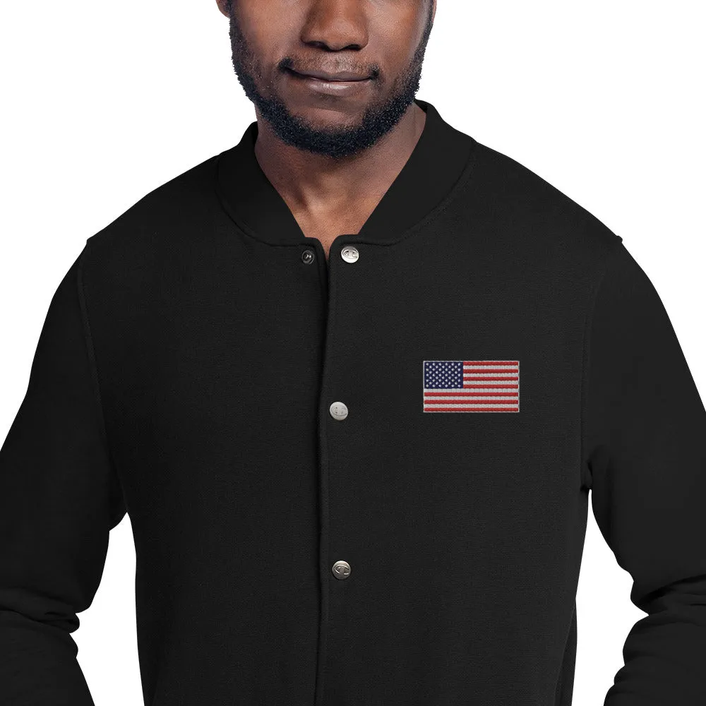 Champion Bomber Jacket Embroidered American Flag Limited Edition