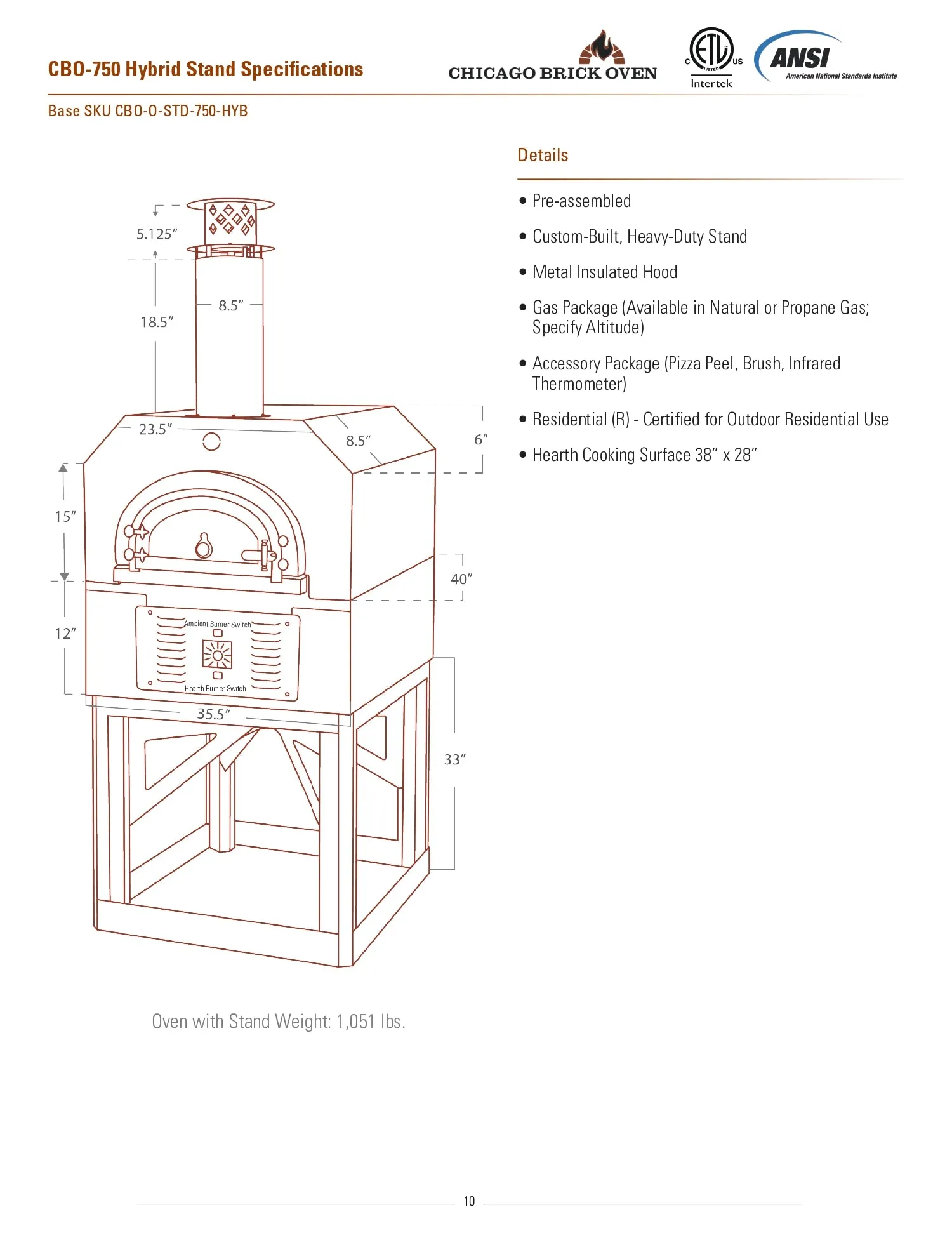 Chicago Brick Oven CBO-750 Freestanding Commercial Dual Fuel Oven