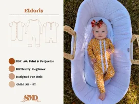 Child Eldoris Romper and Jumpsuit Digital Sewing Pattern Sizes NB-5T