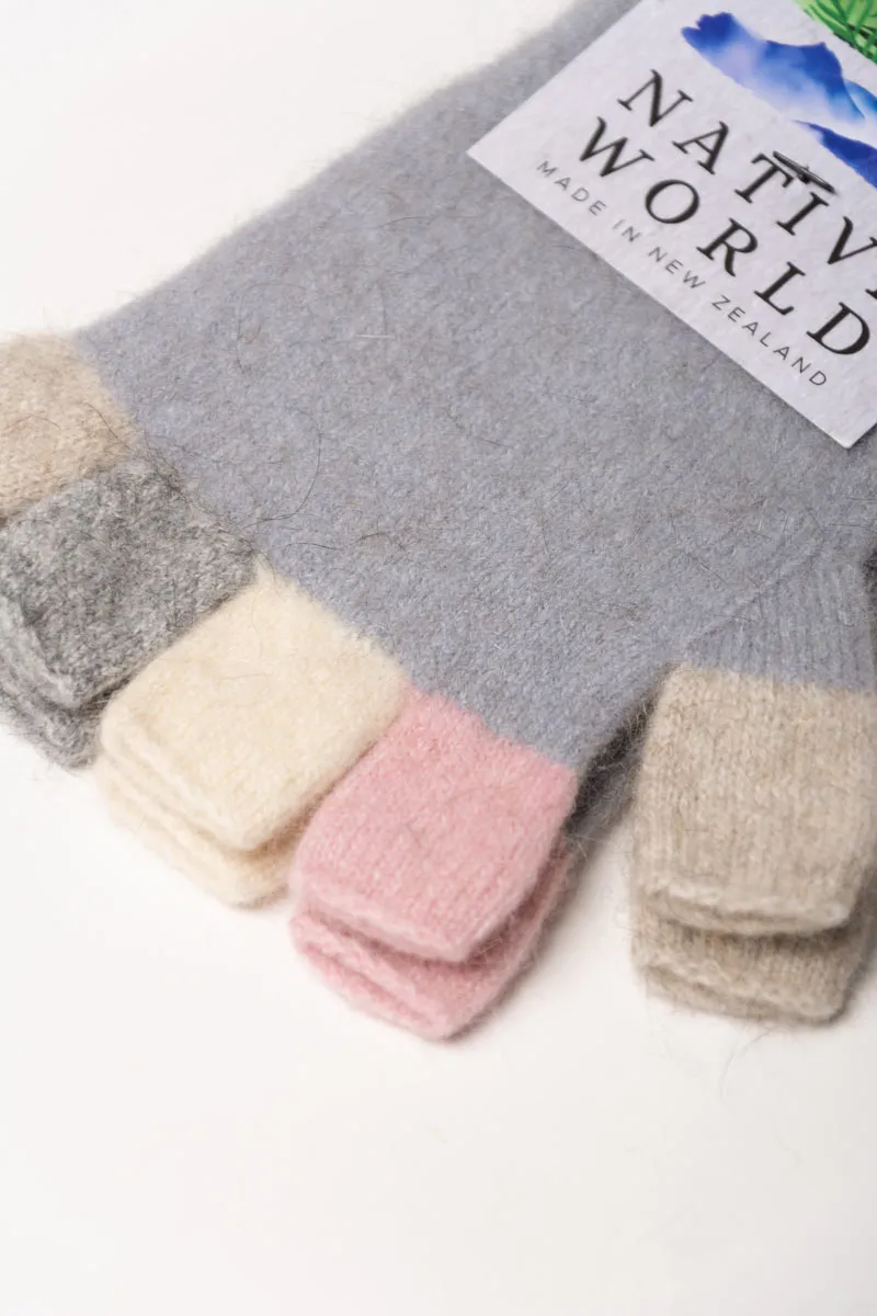 Cloud Grey Crazy Fingerless Gloves - NX812