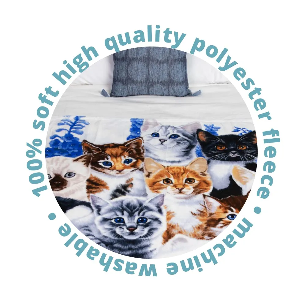 Collage Kitten Fleece Blanket For Bed, 50" X 60" Cute Fleece Throw Blanket