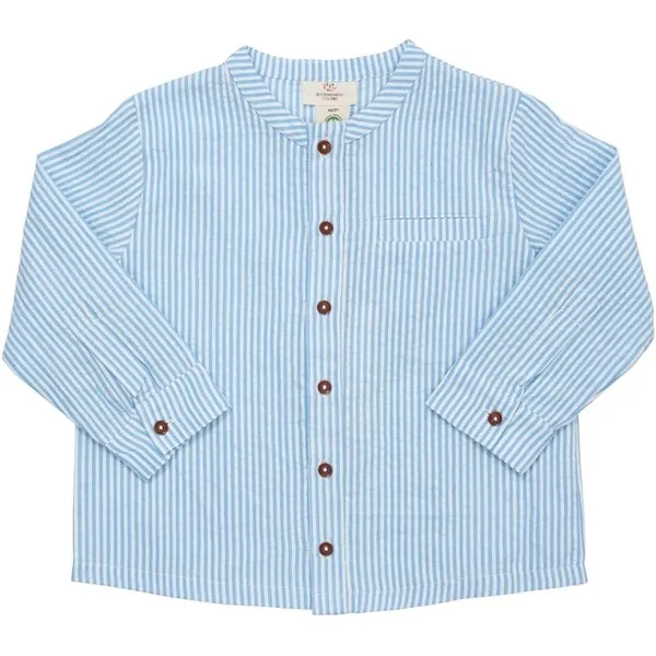 Copenhagen Colors Sky Blue W Cream Stripe Seersucker Shirt