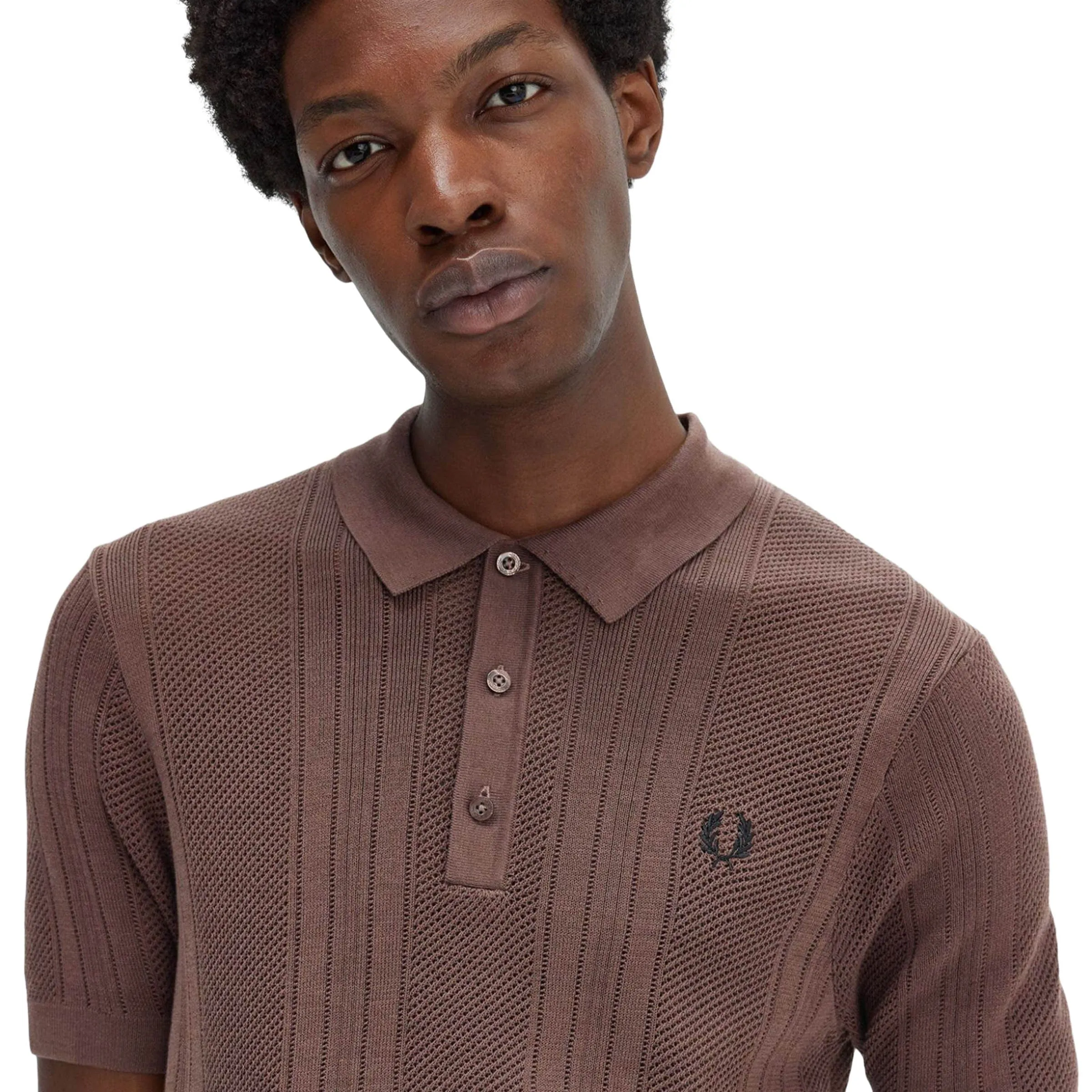 COTTON CROCHET KNIT POLO SHIRT