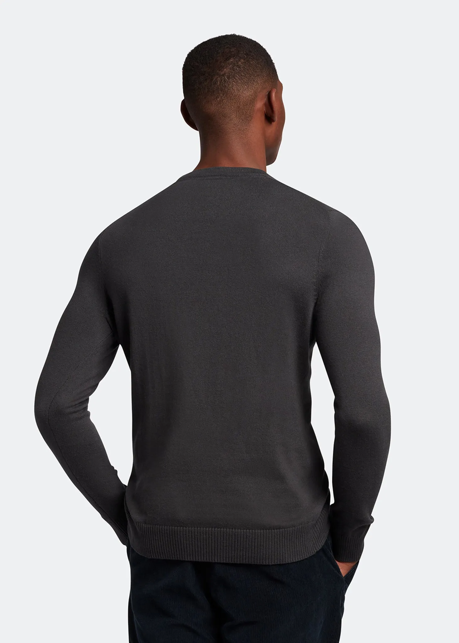 Cotton merino crew jumper - gunmetal