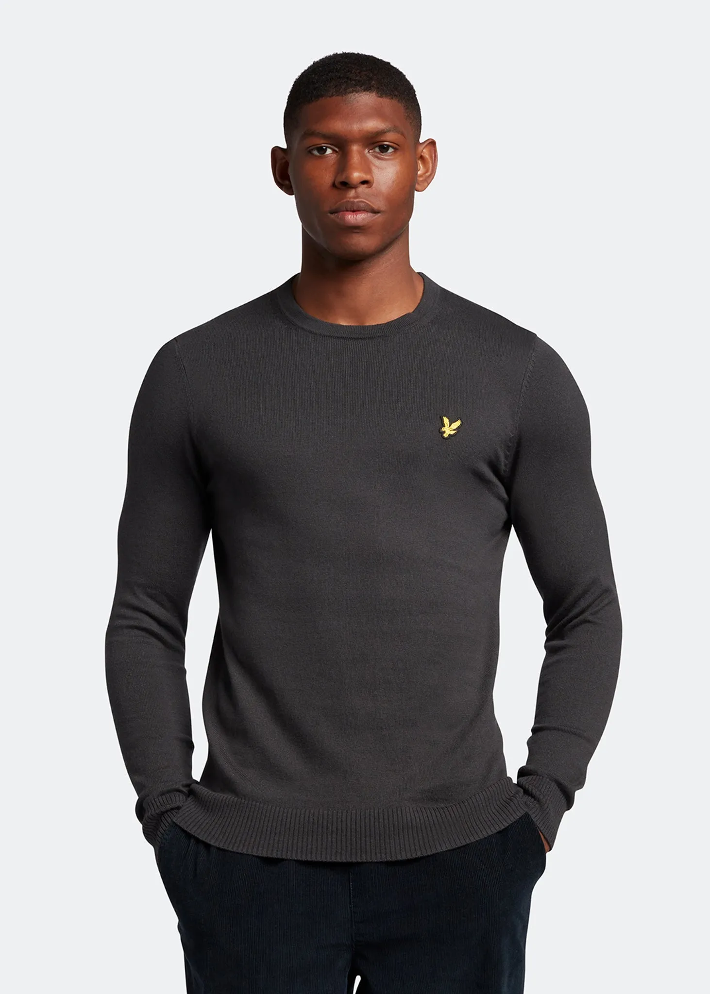 Cotton merino crew jumper - gunmetal