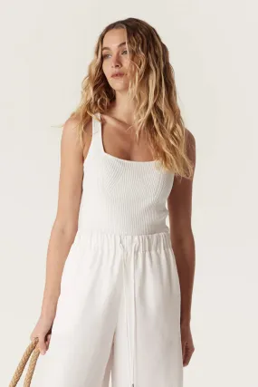 CREPE RIBBED KNIT TANK | White