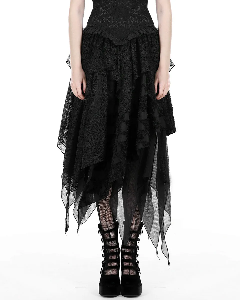 Dark In Love Dark Gothic Punk Witch Long Asymmetric Layered Skirt