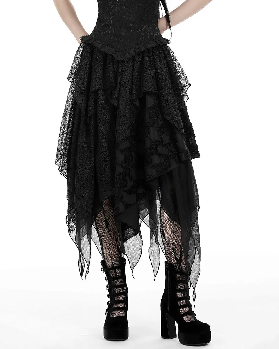 Dark In Love Dark Gothic Punk Witch Long Asymmetric Layered Skirt