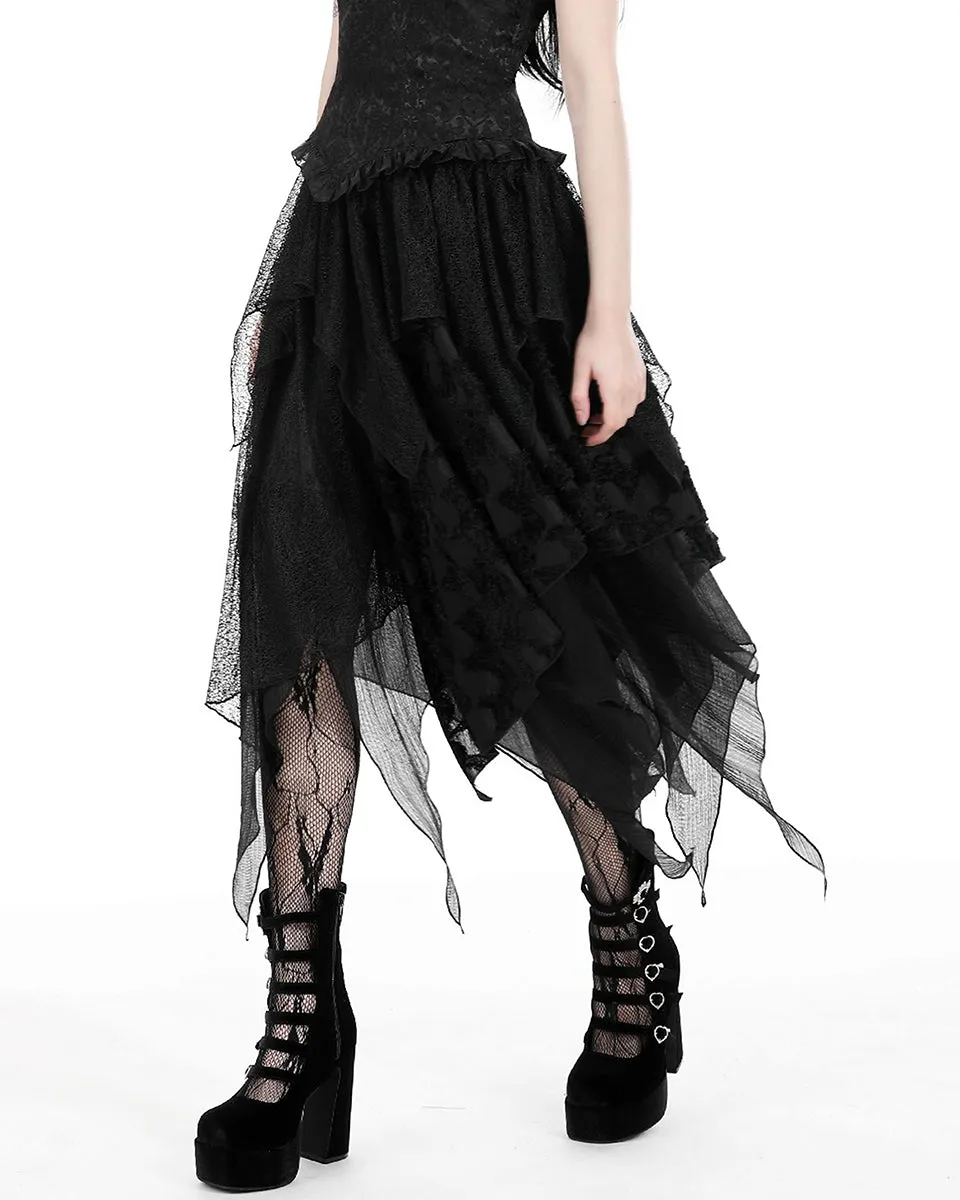 Dark In Love Dark Gothic Punk Witch Long Asymmetric Layered Skirt