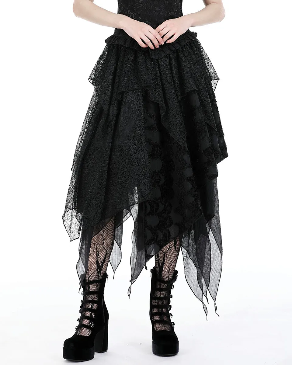 Dark In Love Dark Gothic Punk Witch Long Asymmetric Layered Skirt