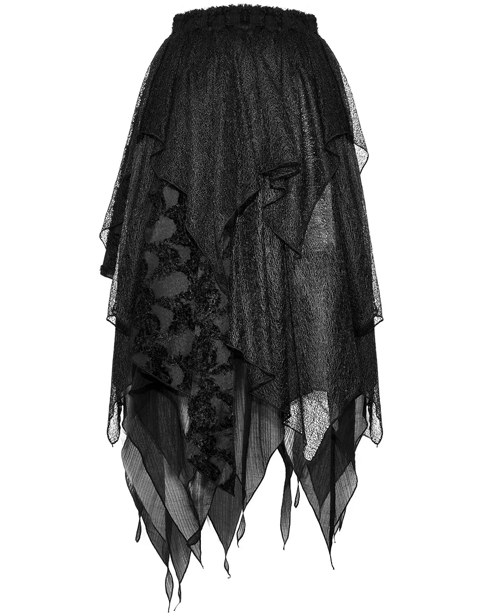 Dark In Love Dark Gothic Punk Witch Long Asymmetric Layered Skirt