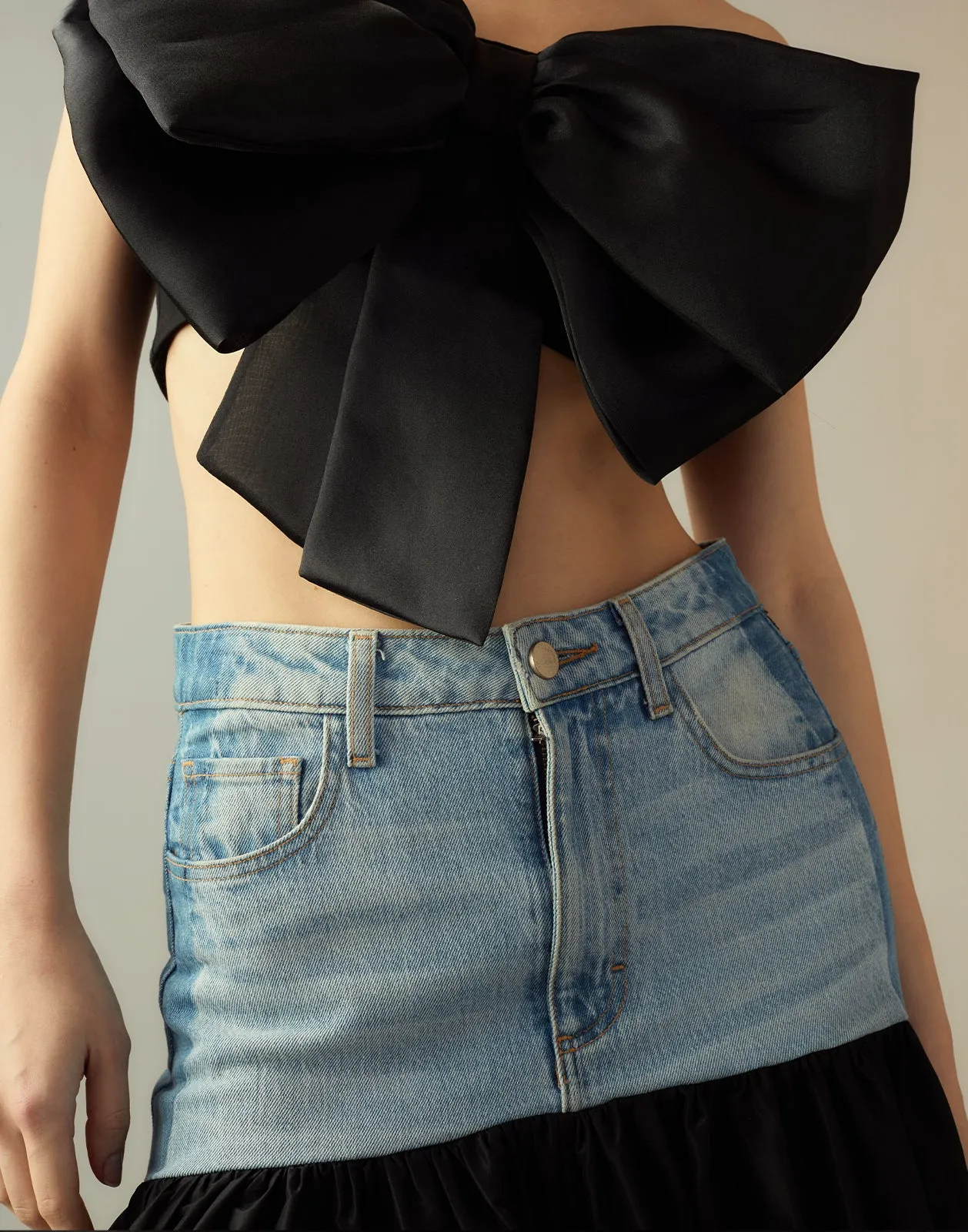 Denim Taffeta Skirt