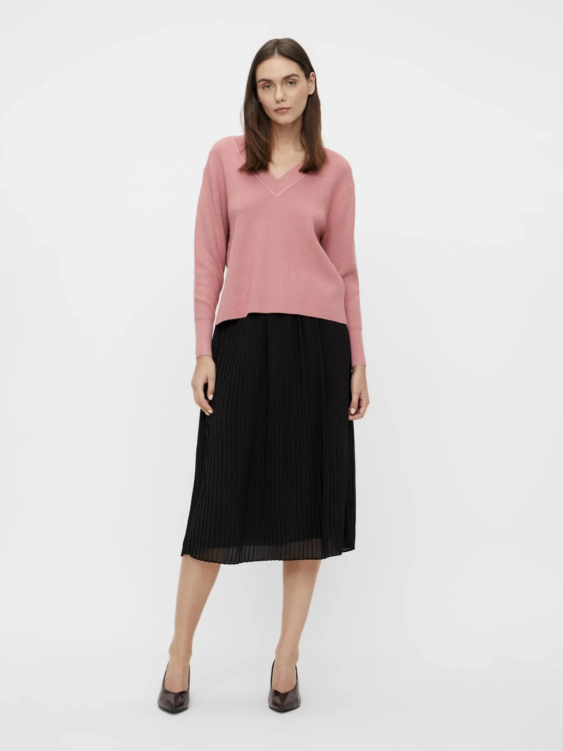 Divian V-Neck Knitted Jumper (Rose)