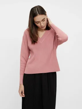 Divian V-Neck Knitted Jumper (Rose)