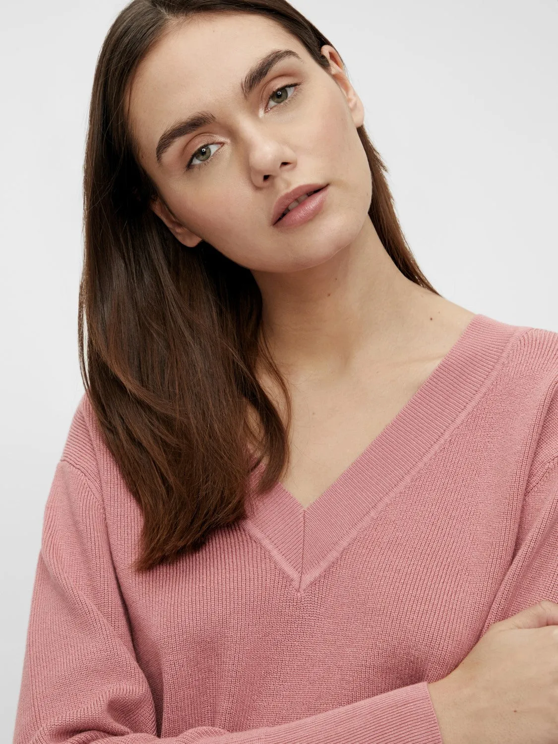 Divian V-Neck Knitted Jumper (Rose)