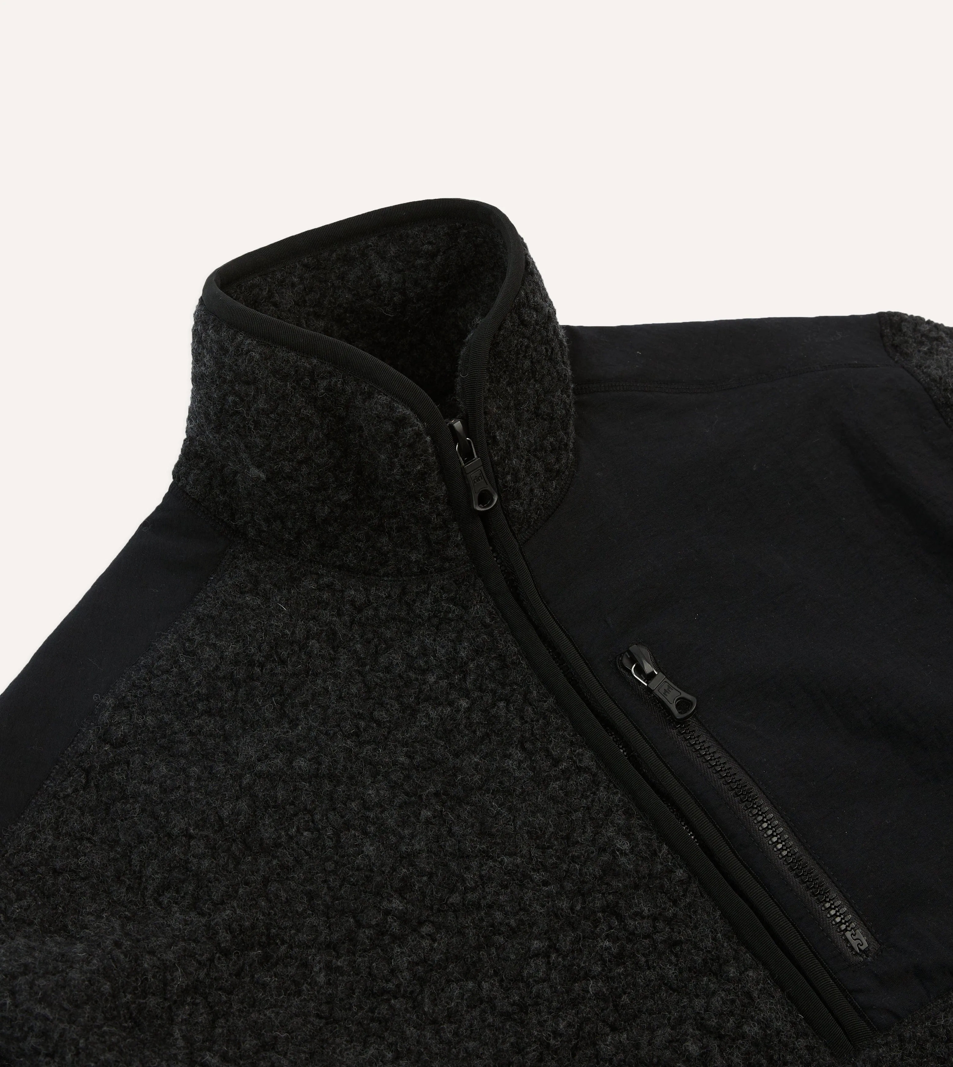 Drake's by A. Levine Grey Boucle Wool Half-Zip Fleece Jacket