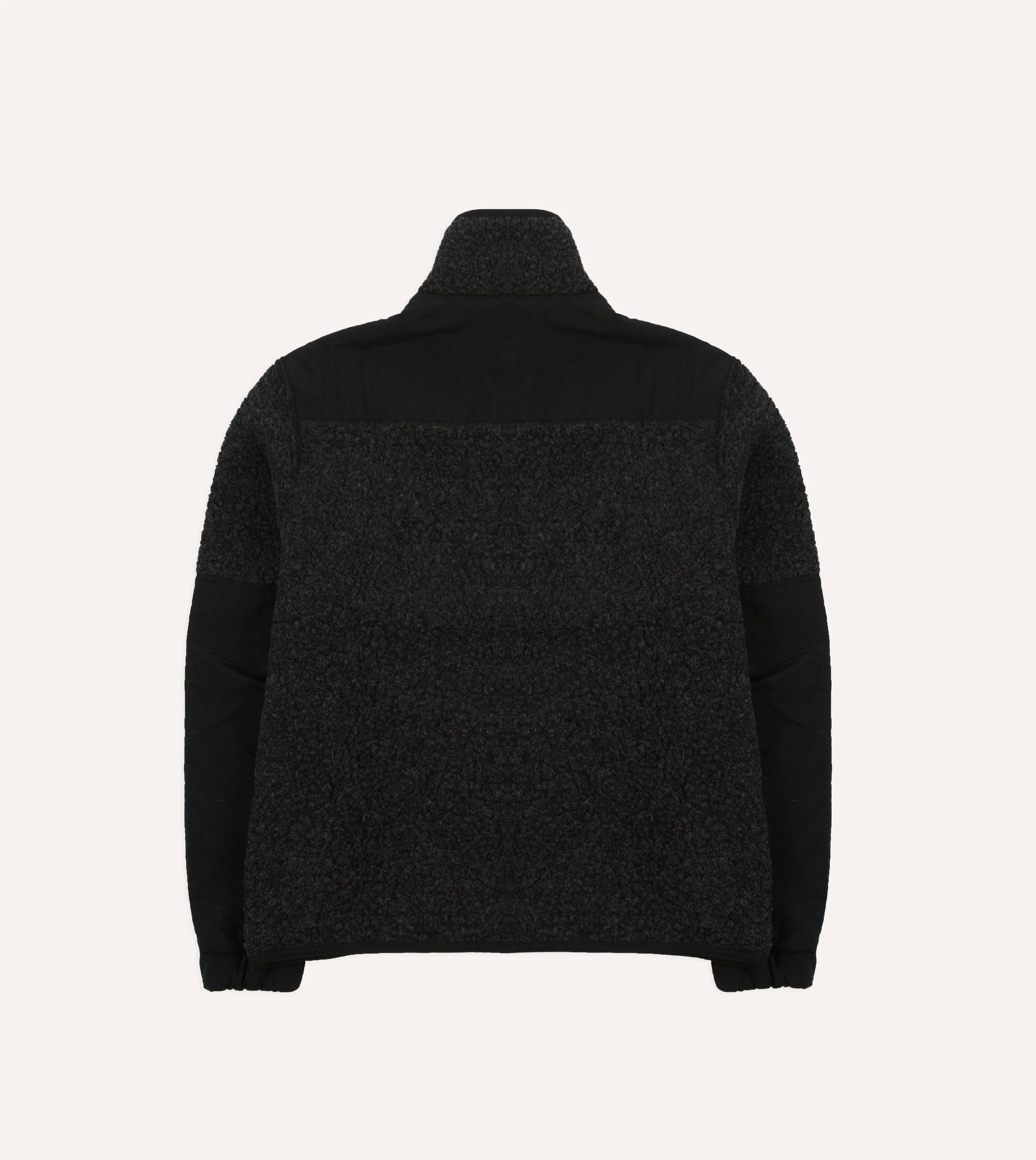 Drake's by A. Levine Grey Boucle Wool Half-Zip Fleece Jacket