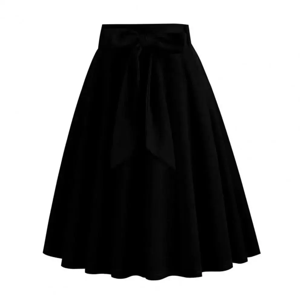 Elegant Vintage High-Waist Pin-Up Swing Skirt by SANWOOD