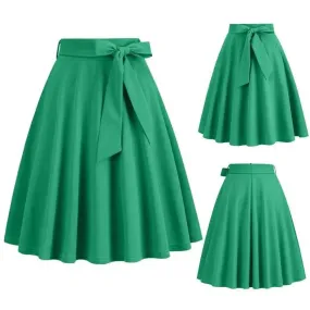 Elegant Vintage High-Waist Pin-Up Swing Skirt by SANWOOD