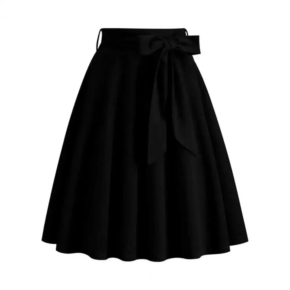 Elegant Vintage High-Waist Pin-Up Swing Skirt by SANWOOD