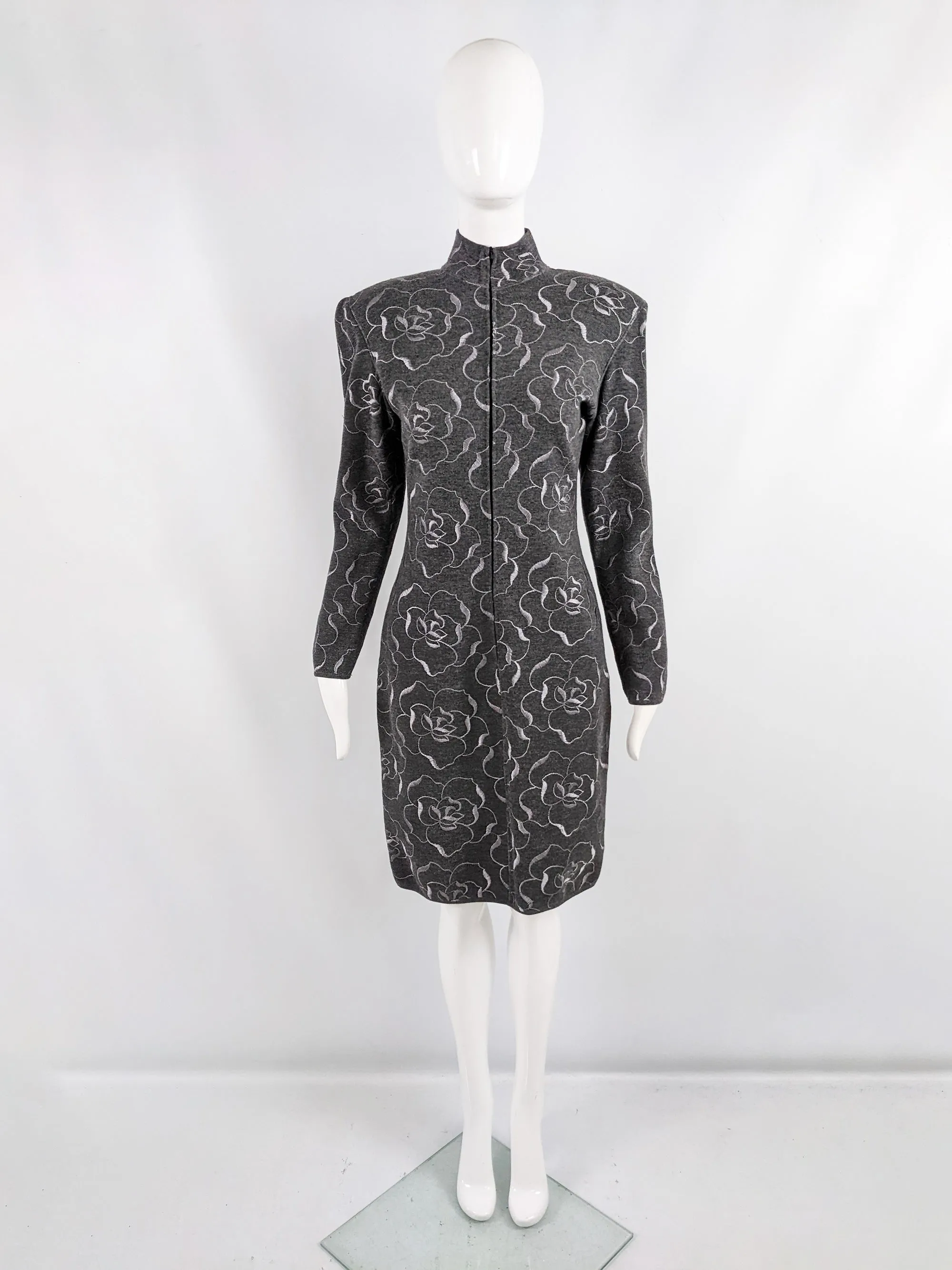 Emanuel Ungaro Vintage Embroidered Wool Dress, 1980s