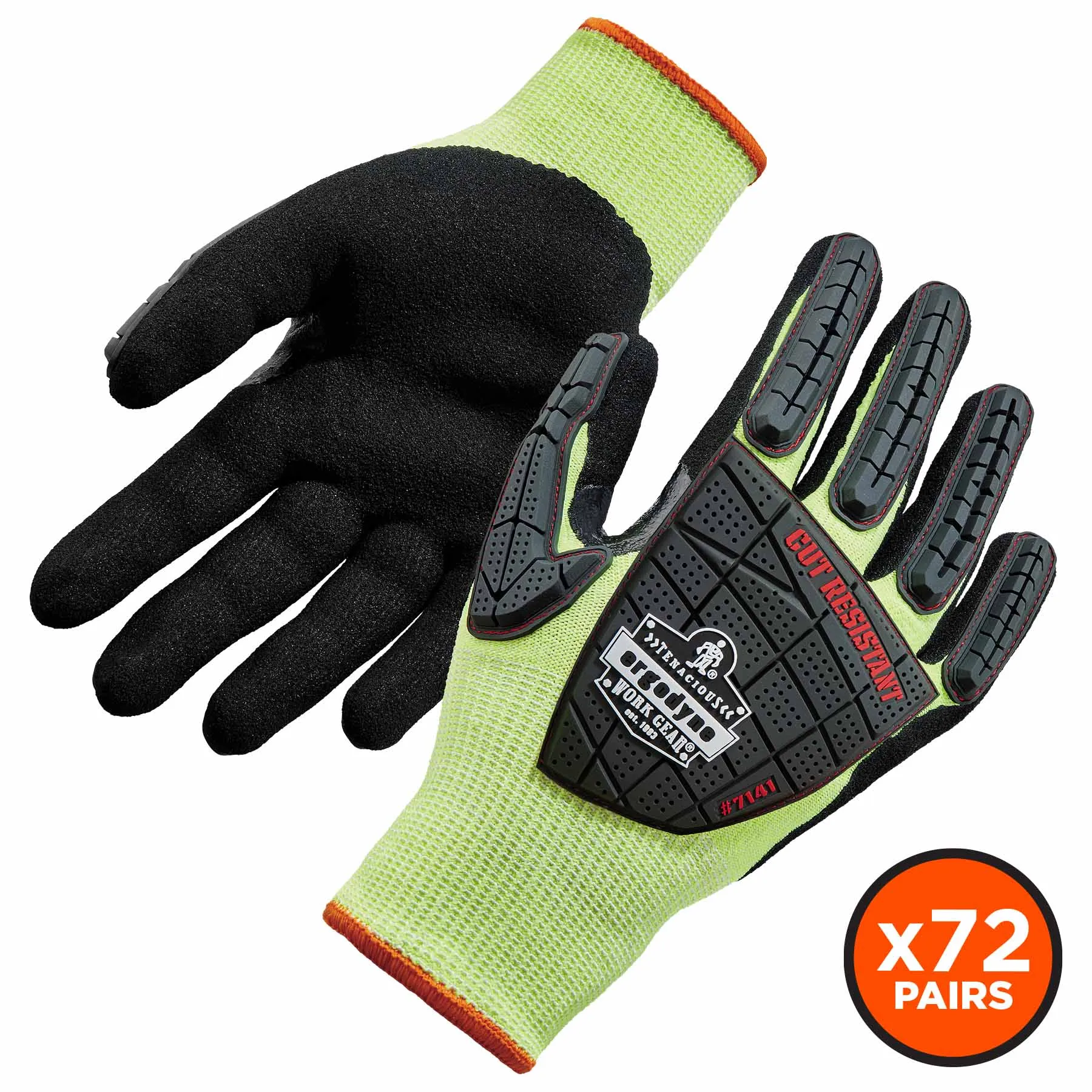 Ergodyne 17832 7141-CASE S Lime ANSI A4 DIR Nitrile-Coated CR Gloves 72-Pair