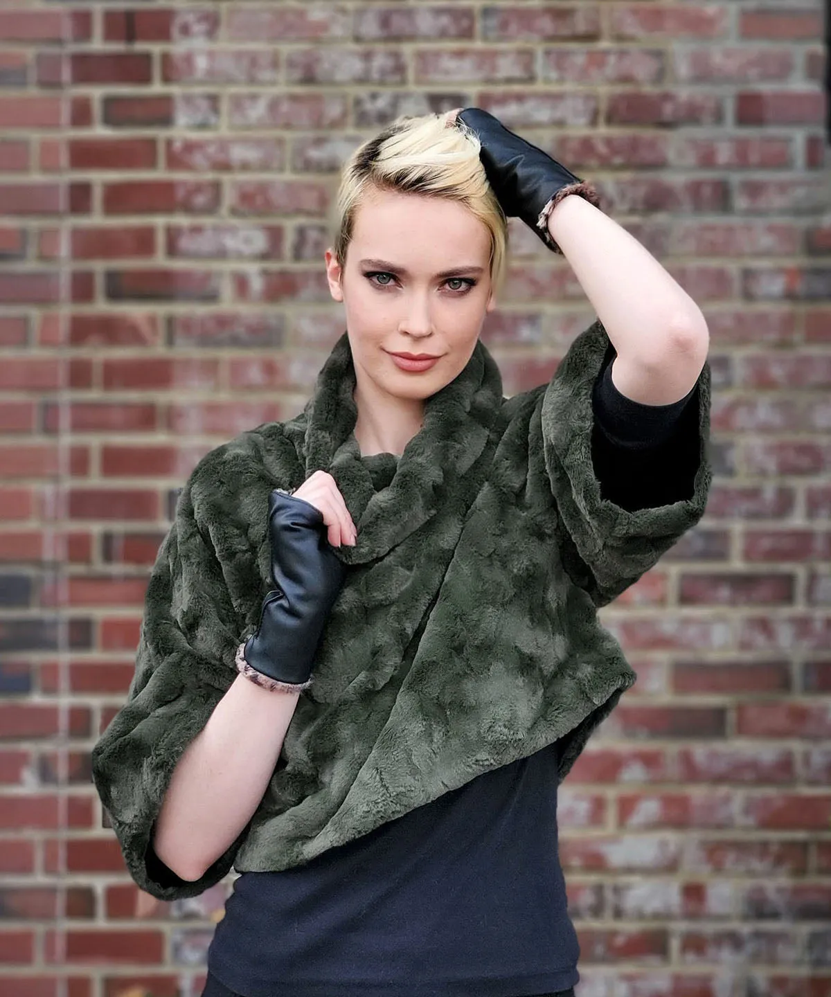 Fingerless / Driving Gloves - Vegan Leather in Black with Assorted Faux Furs (SOLD OUT)