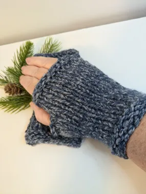 Fingerless Gloves - Navy Heather - size (7")