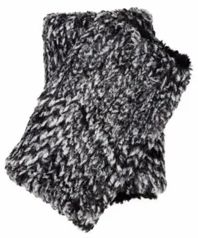 Fingerless / Texting Gloves, Reversible - Cozy Cable in Ash Faux Fur