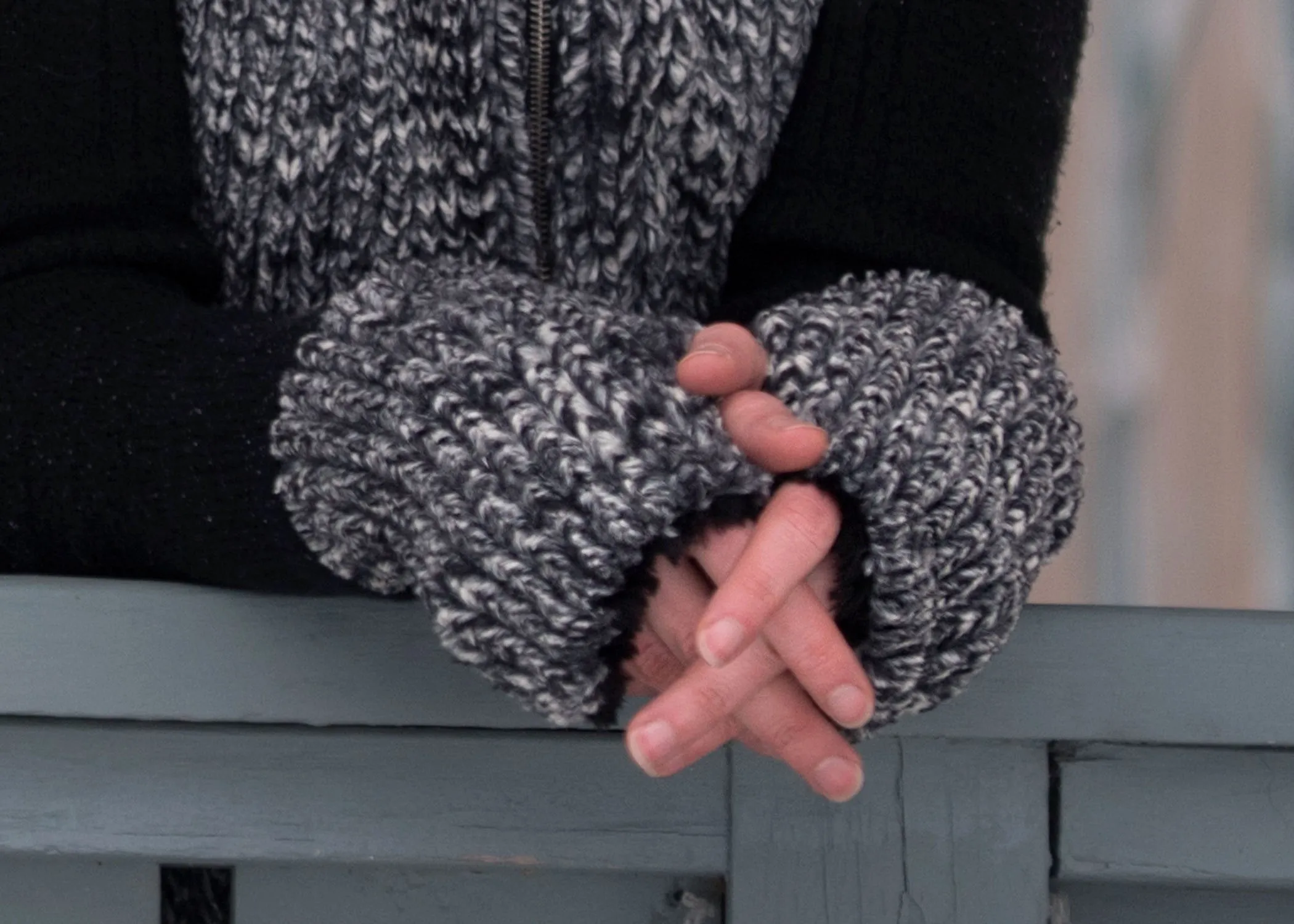 Fingerless / Texting Gloves, Reversible - Cozy Cable in Ash Faux Fur