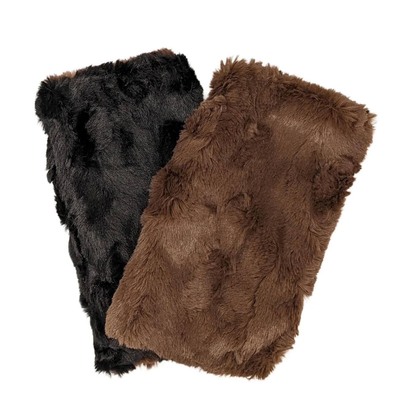 Fingerless / Texting Gloves, Reversible - Cuddly Faux Fur in Chocolate