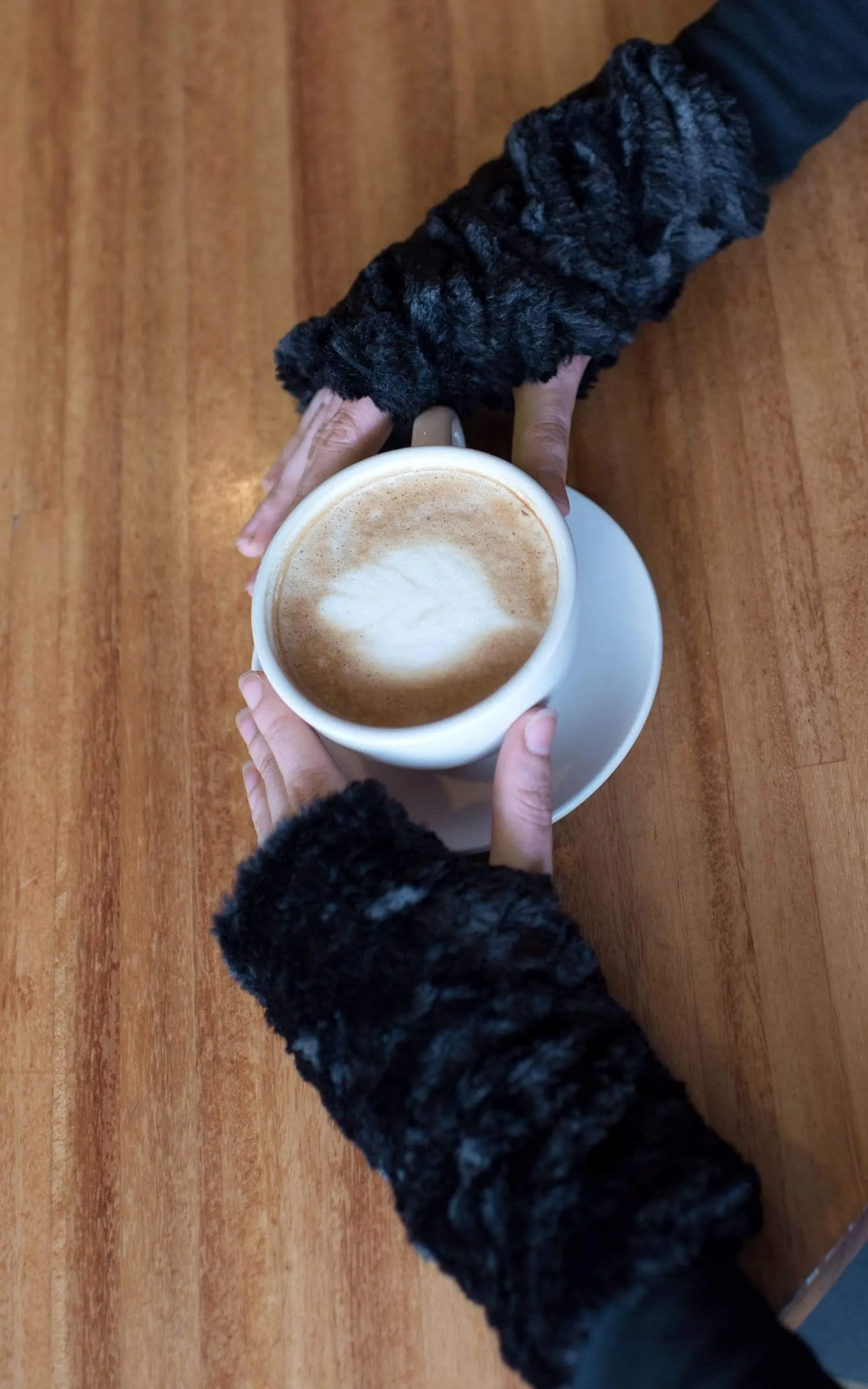 Fingerless / Texting Gloves, Reversible - Cuddly Faux Fur in Chocolate