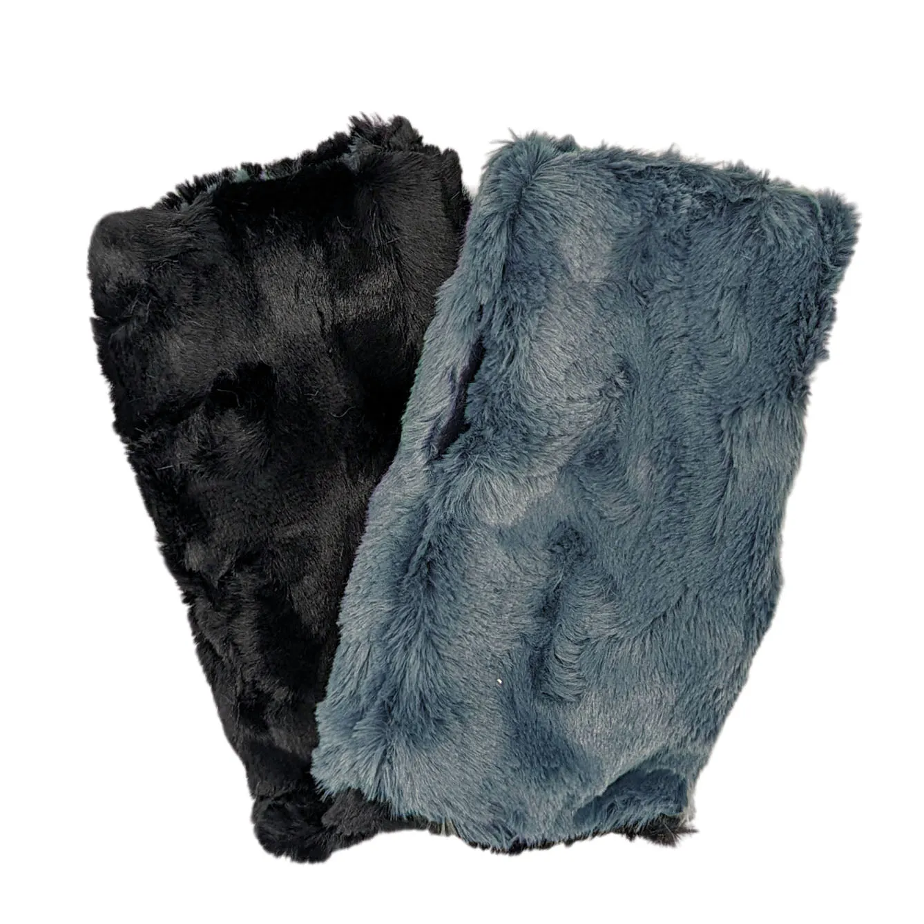 Fingerless / Texting Gloves, Reversible - Cuddly Faux Fur in Slate