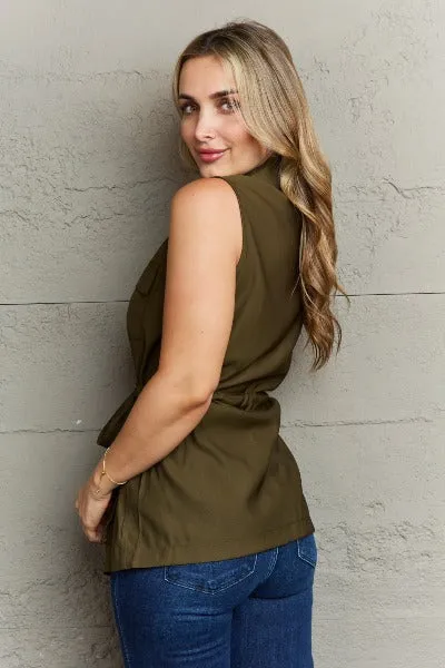 Follow The Light Olive Button Top