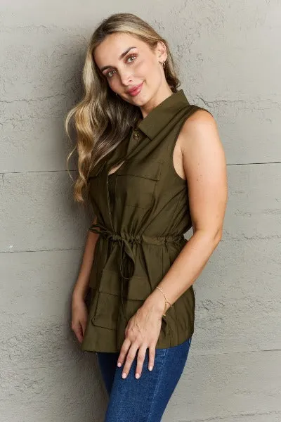 Follow The Light Olive Button Top