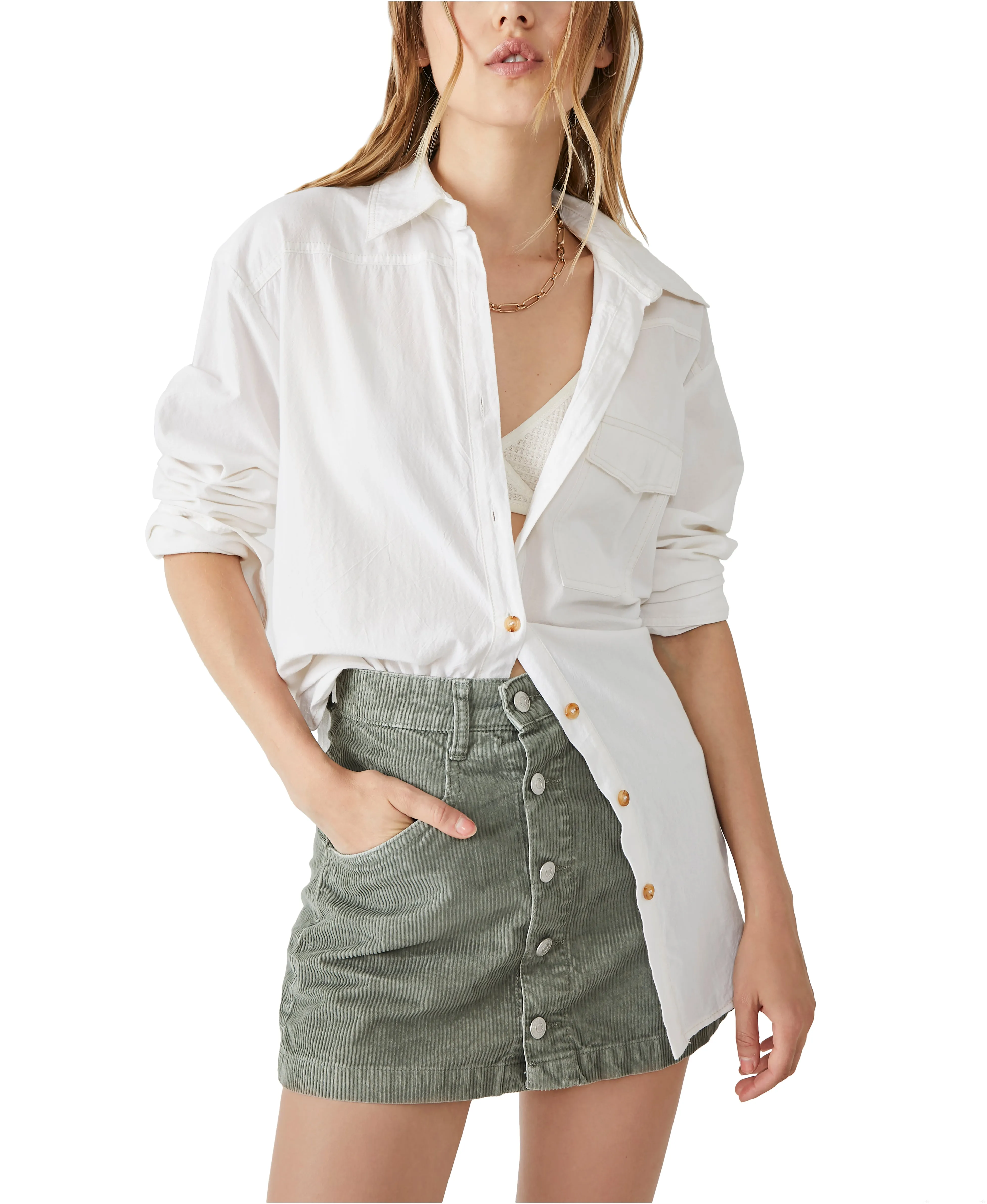 Free People Ray Cord Mini Skirt