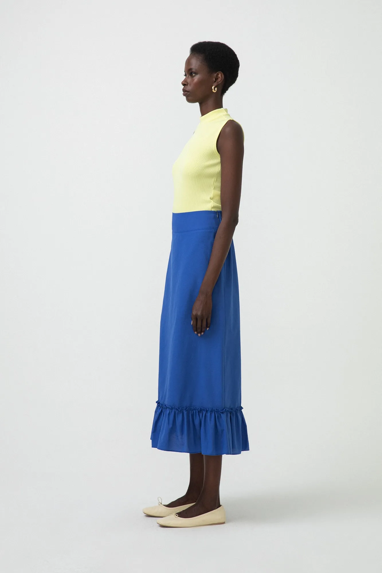 FRILLED POPLIN SKIRT