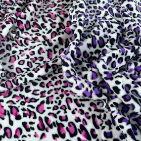 FS1191 Leopard Cuddle Fleece Fabric Pink Purple