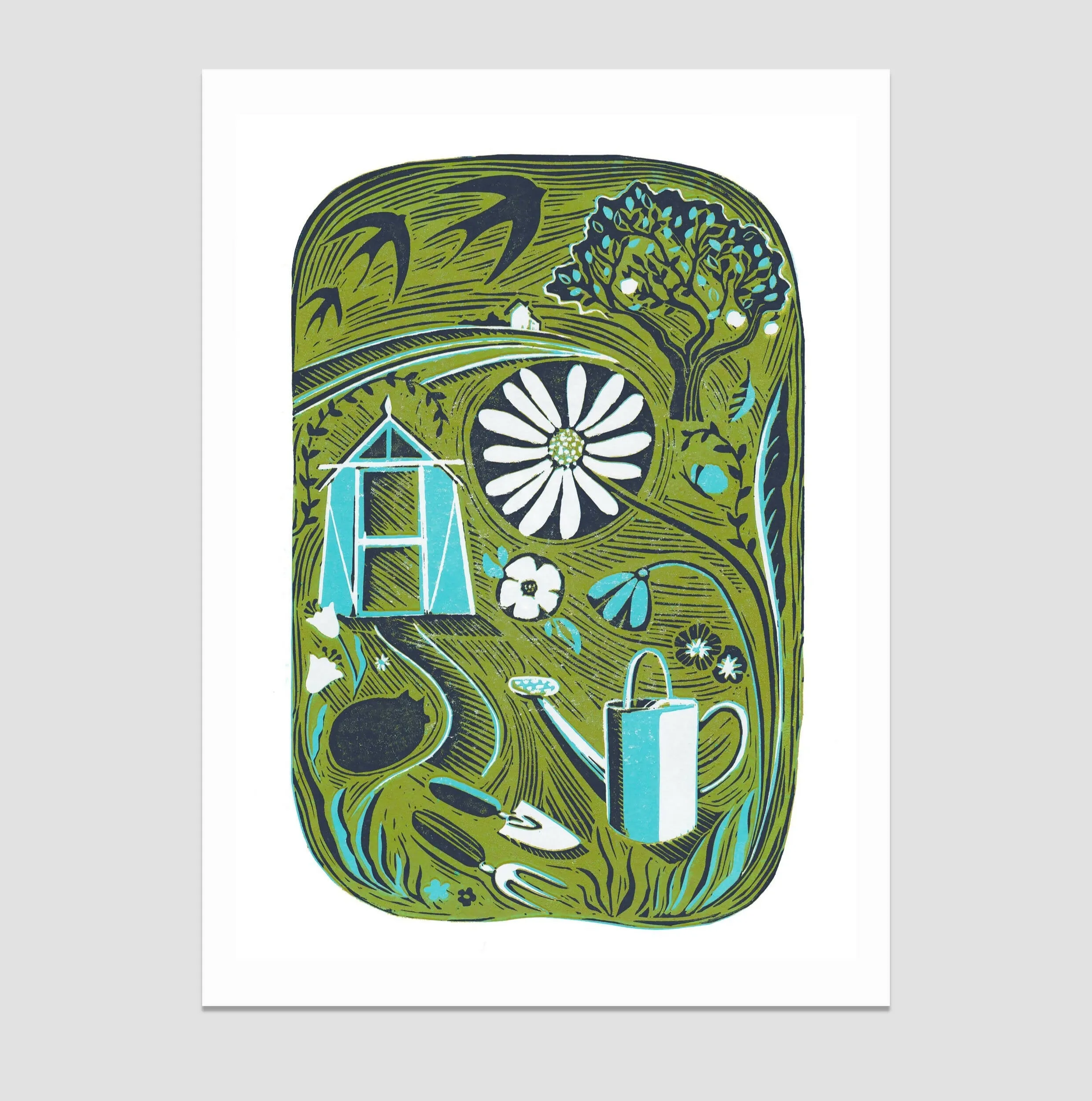 Garden Escape - Original Lino Print