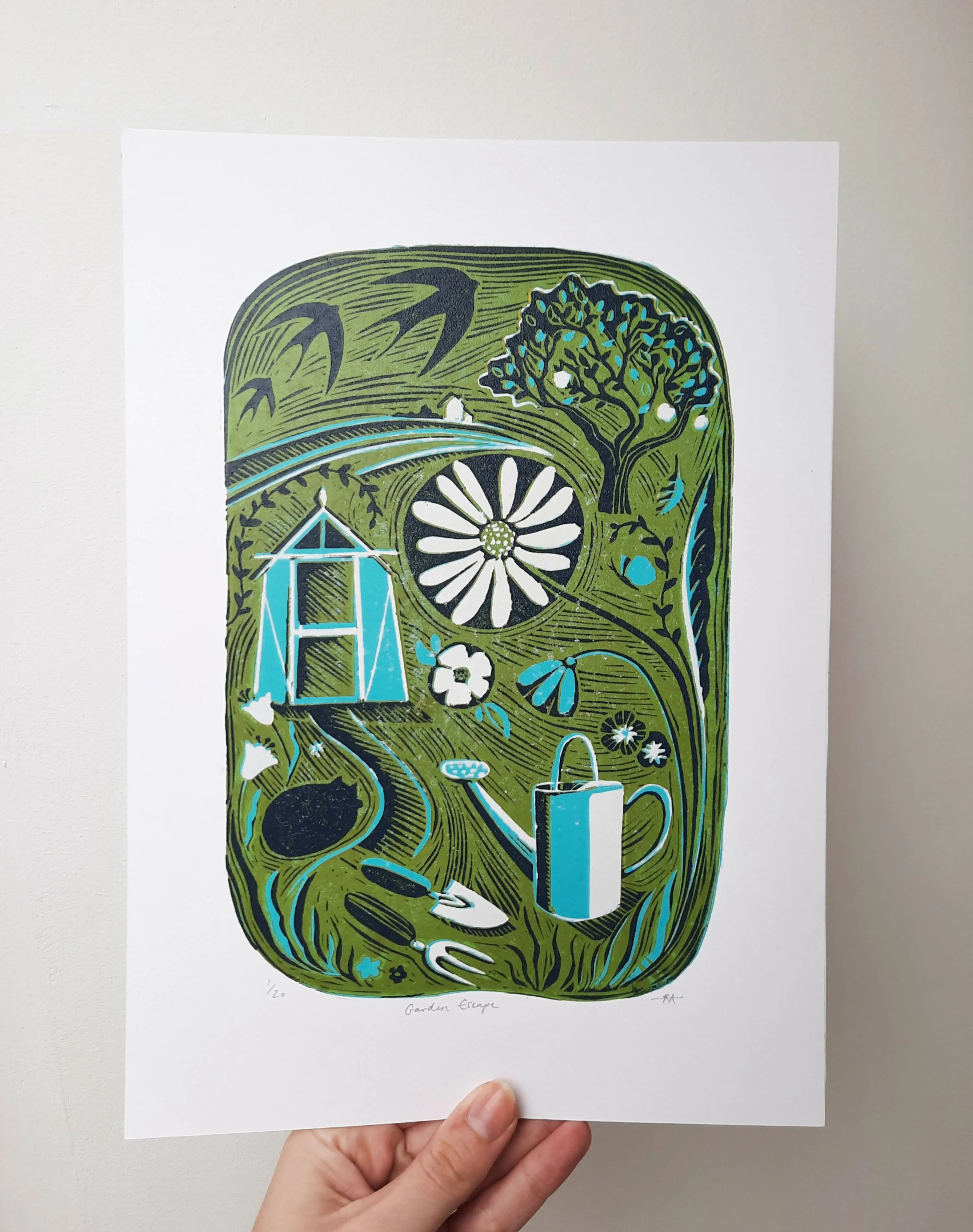 Garden Escape - Original Lino Print