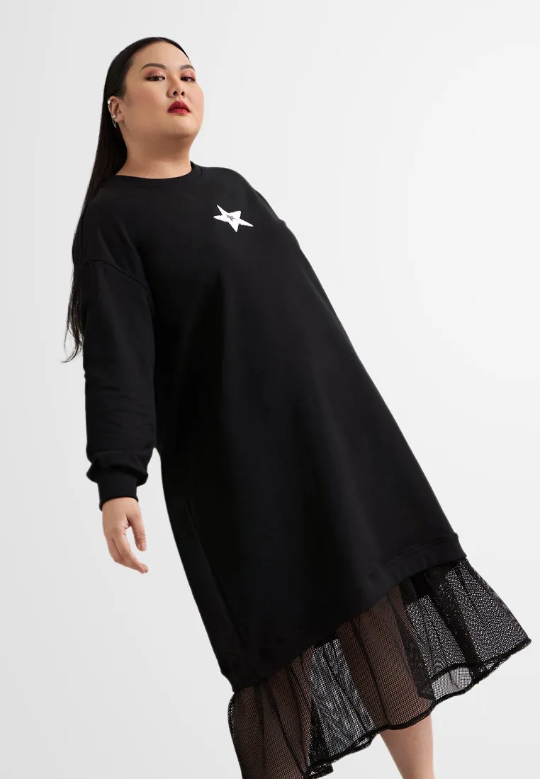 Gency Dual Colour Star Mesh Jumper Dress