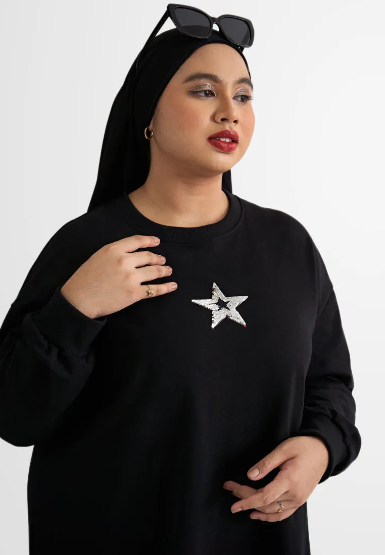 Gency Dual Colour Star Mesh Jumper Dress