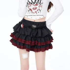 Girlary Y2k Gothic Mini Skirts Women Punk Vintage Sexy Ruffle Skirt Harajuku Layered Patchwork Grunge A-line Short Skirt Street